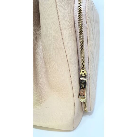 CHANEL BUSINESS AFFINITY LARGE TOTE CAVIAR LEATHER GOLD HARDWARE BEIGE W/  DUSTB - Picture 10 of 15
